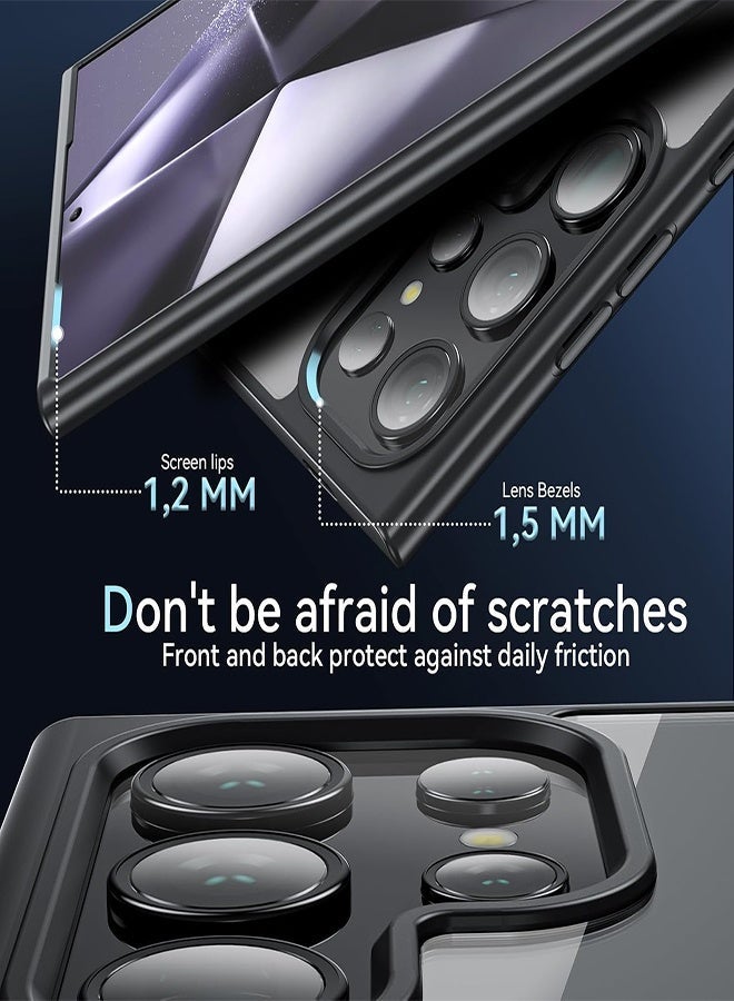 Case Crystal Clear for Samsung Galaxy S24 Ultra Magnetic Clear Cover, Compatible with Wireless Charger and Magsafe Card Wallet, Simplistic Transparent Shockproof and Drop-Proof Case - Black - Image 5